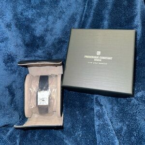 Frederique Constant Watch | Classic Carré Moonphase with Navy Leather Strap